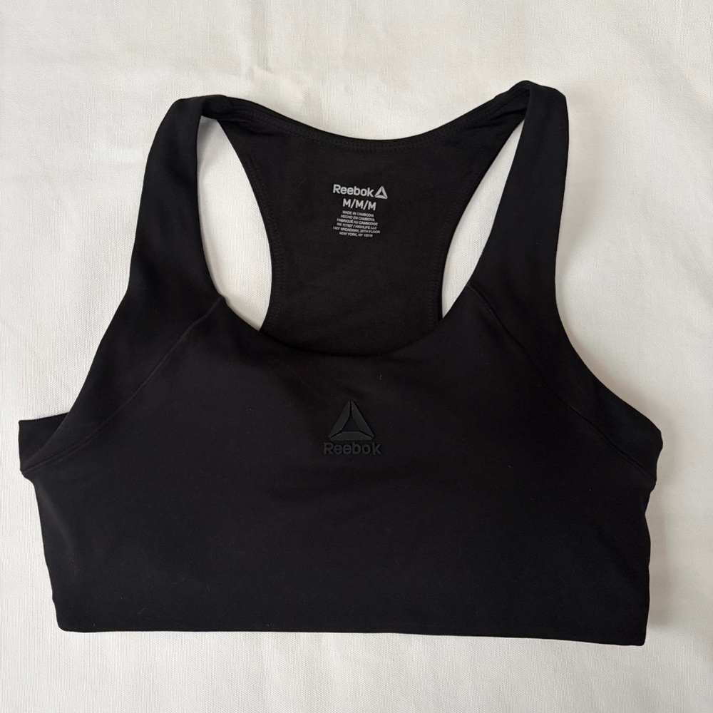 Reebok Sports Bra Bralette Tank Medium Removable Pads Black
